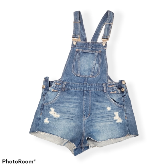 Blue Jean Denim Overalls Short - Picture 2 of 6
